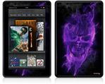 Amazon Kindle Fire (Original) Decal Style Skin - Flaming Fire Skull Purple
