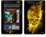 Amazon Kindle Fire (Original) Decal Style Skin - Flaming Fire Skull Yellow