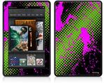 Amazon Kindle Fire (Original) Decal Style Skin - Halftone Splatter Hot Pink Green