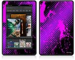 Amazon Kindle Fire (Original) Decal Style Skin - Halftone Splatter Hot Pink Purple