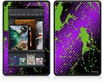 Amazon Kindle Fire (Original) Decal Style Skin - Halftone Splatter Green Purple