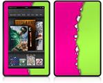 Amazon Kindle Fire (Original) Decal Style Skin - Ripped Colors Hot Pink Neon Green