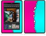 Amazon Kindle Fire (Original) Decal Style Skin - Ripped Colors Hot Pink Neon Teal