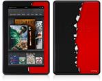 Amazon Kindle Fire (Original) Decal Style Skin - Ripped Colors Black Red
