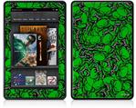 Amazon Kindle Fire (Original) Decal Style Skin - Scattered Skulls Green