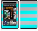 Amazon Kindle Fire (Original) Decal Style Skin - Kearas Psycho Stripes Neon Teal and Gray