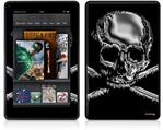 Amazon Kindle Fire (Original) Decal Style Skin - Chrome Skull on Black