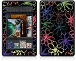 Amazon Kindle Fire (Original) Decal Style Skin - Kearas Flowers on Black