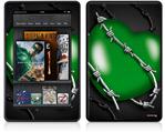 Amazon Kindle Fire (Original) Decal Style Skin - Barbwire Heart Green