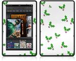 Amazon Kindle Fire (Original) Decal Style Skin - Christmas Holly Leaves on White