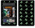 Amazon Kindle Fire (Original) Decal Style Skin - Pastel Butterflies Green on Black