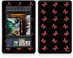Amazon Kindle Fire (Original) Decal Style Skin - Pastel Butterflies Red on Black