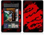 Amazon Kindle Fire (Original) Decal Style Skin - Oriental Dragon Red on Black