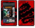 Amazon Kindle Fire (Original) Decal Style Skin - Oriental Dragon Black on Red