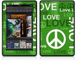 Amazon Kindle Fire (Original) Decal Style Skin - Love and Peace Green