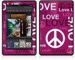 Amazon Kindle Fire (Original) Decal Style Skin - Love and Peace Hot Pink