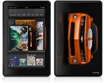 Amazon Kindle Fire (Original) Decal Style Skin - 2010 Chevy Camaro Orange - White Stripes on Black