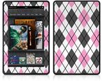 Amazon Kindle Fire (Original) Decal Style Skin - Argyle Pink and Gray