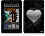 Amazon Kindle Fire (Original) Decal Style Skin - Glass Heart Grunge Gray