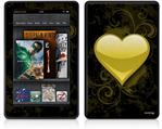 Amazon Kindle Fire (Original) Decal Style Skin - Glass Heart Grunge Yellow