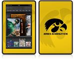 Amazon Kindle Fire (Original) Decal Style Skin - Iowa Hawkeyes Tigerhawk Black on Gold