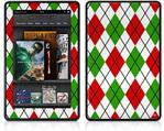 Amazon Kindle Fire (Original) Decal Style Skin - Argyle Red and Green