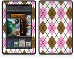 Amazon Kindle Fire (Original) Decal Style Skin - Argyle Pink and Brown