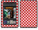 Amazon Kindle Fire (Original) Decal Style Skin - Checkered Canvas Red and White