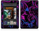 Amazon Kindle Fire (Original) Decal Style Skin - Twisted Garden Hot Pink and Blue