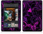 Amazon Kindle Fire (Original) Decal Style Skin - Twisted Garden Purple and Hot Pink