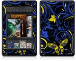Amazon Kindle Fire (Original) Decal Style Skin - Twisted Garden Blue and Yellow