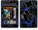 Amazon Kindle Fire (Original) Decal Style Skin - Twisted Garden Gray and Blue
