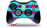 Kearas Psycho Stripes Neon Teal and Hot Pink - Decal Style Skin fits Microsoft XBOX 360 Wireless Controller (CONTROLLER NOT INCLUDED)