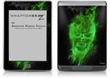 Flaming Fire Skull Green - Decal Style Skin (fits Amazon Kindle Touch Skin)