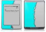 Ripped Colors Neon Teal Gray - Decal Style Skin (fits Amazon Kindle Touch Skin)