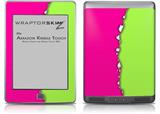 Ripped Colors Hot Pink Neon Green - Decal Style Skin (fits Amazon Kindle Touch Skin)