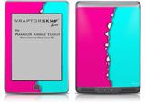 Ripped Colors Hot Pink Neon Teal - Decal Style Skin (fits Amazon Kindle Touch Skin)