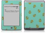 Anchors Away Seafoam Green - Decal Style Skin (fits Amazon Kindle Touch Skin)