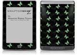 Pastel Butterflies Green on Black - Decal Style Skin (fits Amazon Kindle Touch Skin)