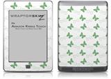 Pastel Butterflies Green on White - Decal Style Skin (fits Amazon Kindle Touch Skin)