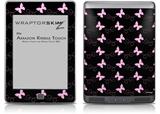 Pastel Butterflies Pink on Black - Decal Style Skin (fits Amazon Kindle Touch Skin)