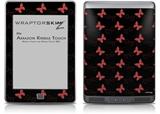 Pastel Butterflies Red on Black - Decal Style Skin (fits Amazon Kindle Touch Skin)