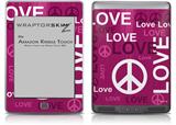 Love and Peace Hot Pink - Decal Style Skin (fits Amazon Kindle Touch Skin)