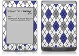 Argyle Blue and Gray - Decal Style Skin (fits Amazon Kindle Touch Skin)
