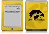 Iowa Hawkeyes Tigerhawk Black on Gold - Decal Style Skin (fits Amazon Kindle Touch Skin)