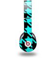 Skin Decal Wrap works with Original Beats Solo HD Headphones Houndstooth Neon Teal on Black Skin Only (HEADPHONES NOT INCLUDED)