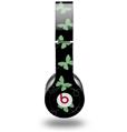 Skin Decal Wrap works with Original Beats Solo HD Headphones Pastel Butterflies Green on Black Skin Only (HEADPHONES NOT INCLUDED)