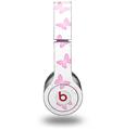 Skin Decal Wrap works with Original Beats Solo HD Headphones Pastel Butterflies Pink on White Skin Only (HEADPHONES NOT INCLUDED)