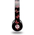 Skin Decal Wrap works with Original Beats Solo HD Headphones Pastel Butterflies Red on Black Skin Only (HEADPHONES NOT INCLUDED)