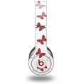 Skin Decal Wrap works with Original Beats Solo HD Headphones Pastel Butterflies Red on White Skin Only (HEADPHONES NOT INCLUDED)